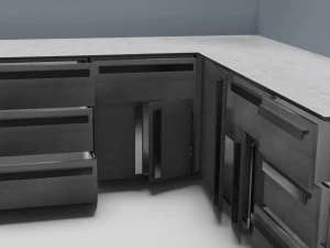 низкополигональная кухня серого цвета 3D Модель