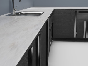 low poly kitchen grey 3D 모델