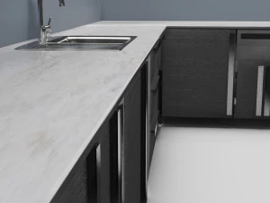 низкополигональная кухня серого цвета 3D Модель