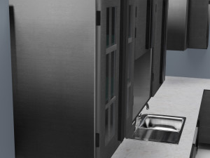 low poly kitchen grey 3D 모델