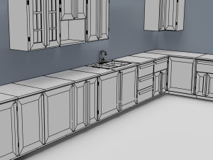 low poly kitchen grey 3D 모델