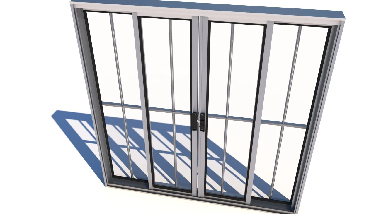 sliding window aluminum and glass sheets 1 x 1 meter realistic full size 3D Model .c4d .max .obj .3ds .fbx .stl .blend 