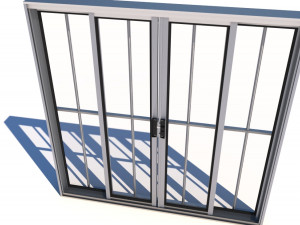 sliding window aluminum and glass sheets 1 x 1 meter realistic full size Model 3D