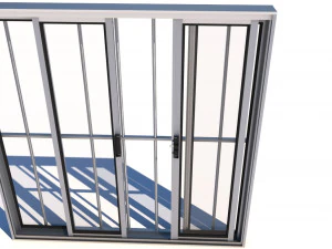 sliding window aluminum and glass sheets 1 x 1 meter realistic full size 3D Model