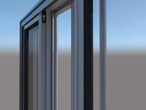 sliding window aluminum and glass sheets 1 x 1 meter realistic full size 3D Model