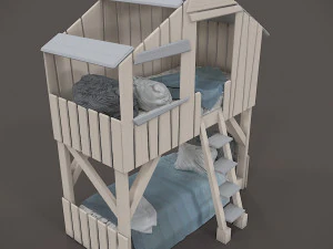 &ccedil;ocuklar i&ccedil;in ev yatağı 3D Model
