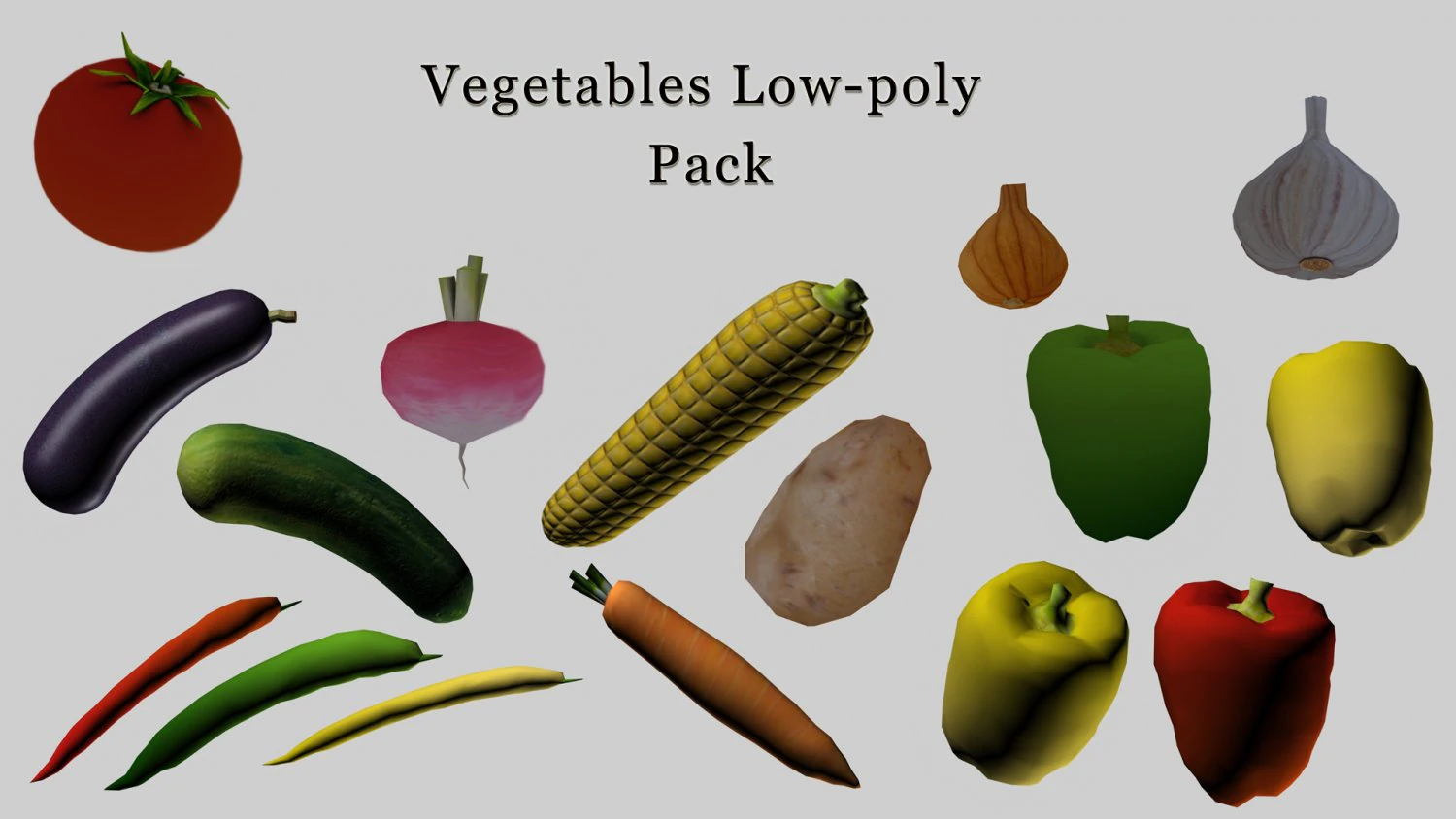 low-poly vegetables pack 3D Model .c4d .max .obj .3ds .fbx .stl .blend 