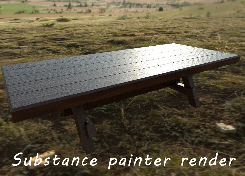 lowpoly wood table 3D Model .c4d .max .obj .3ds .fbx .stl .blend 