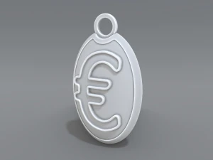 키체인 유로 3D 프린트 모델