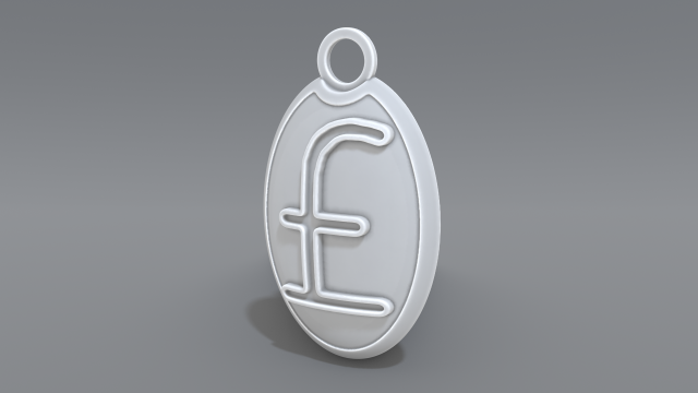 keychain pound sterling 3D-printmodel .c4d .max .obj .3ds .fbx .stl .blend 