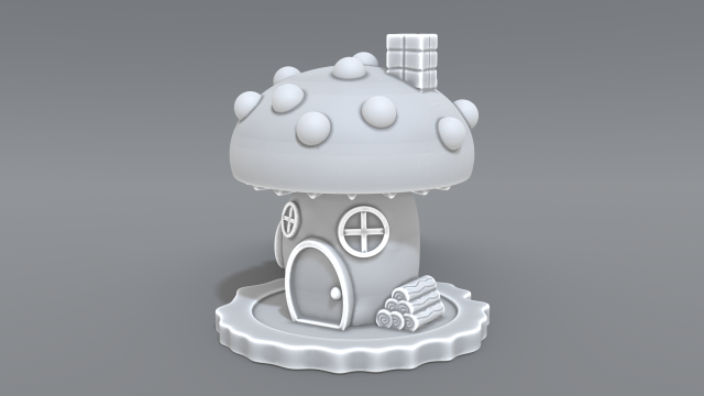 house mushroom Model Cetak 3D .c4d .max .obj .3ds .fbx .stl .blend 