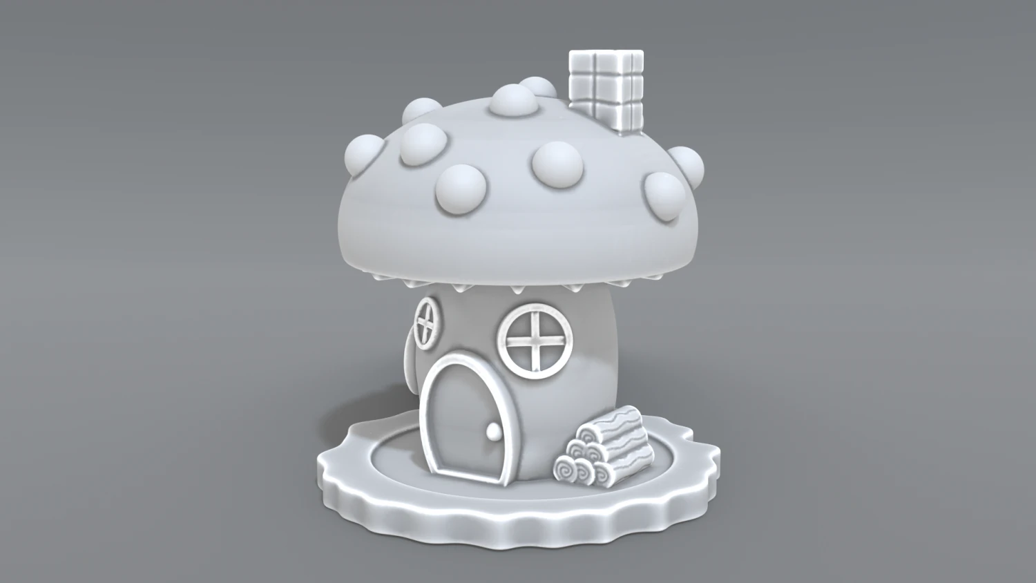 house mushroom 3D Print Model .c4d .max .obj .3ds .fbx .stl .blend 