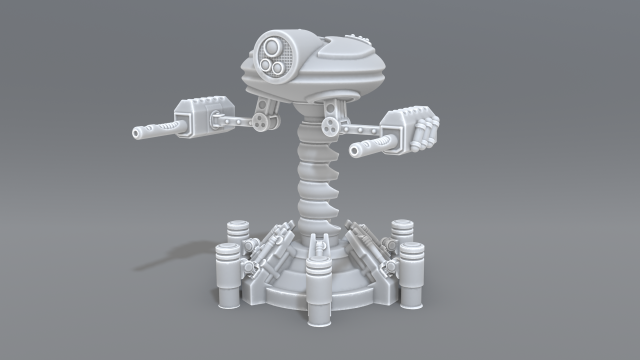 robot turret 3D-Druckmodell .c4d .max .obj .3ds .fbx .stl .blend 