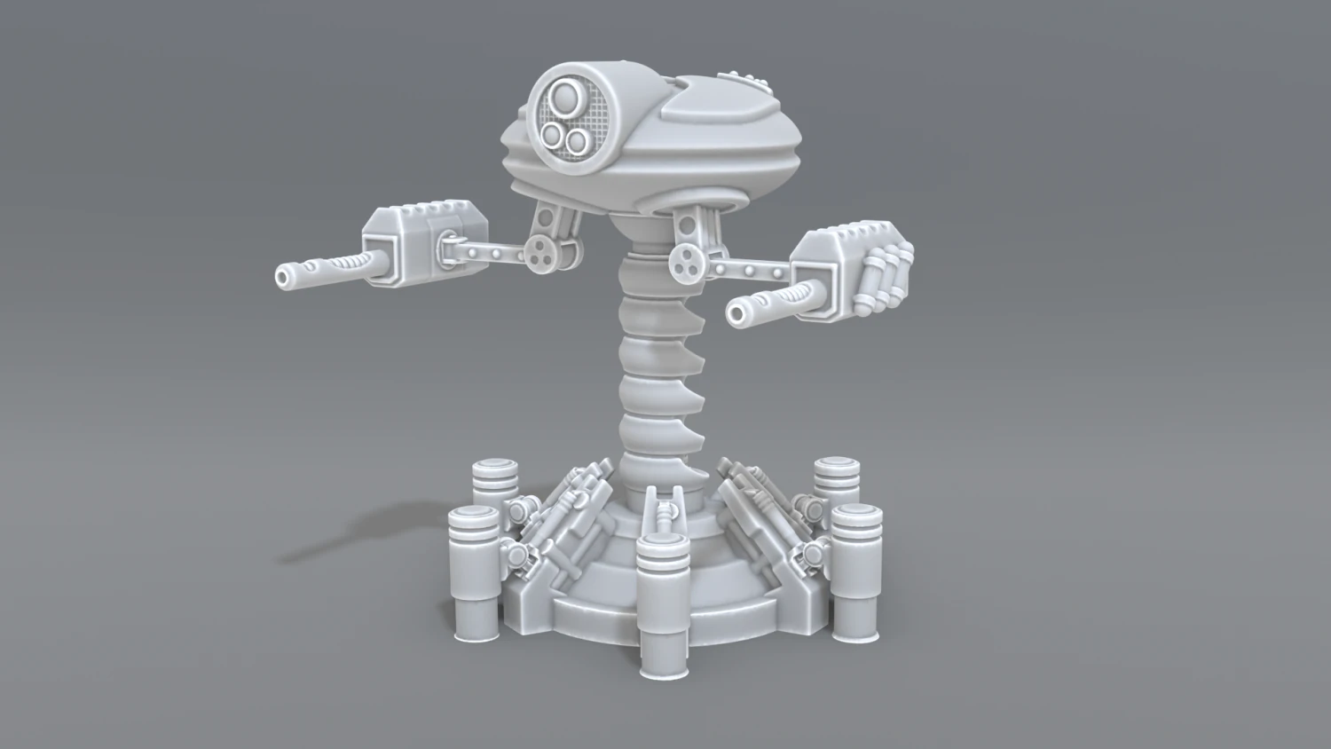 robot turret 3D Print Model .c4d .max .obj .3ds .fbx .stl .blend