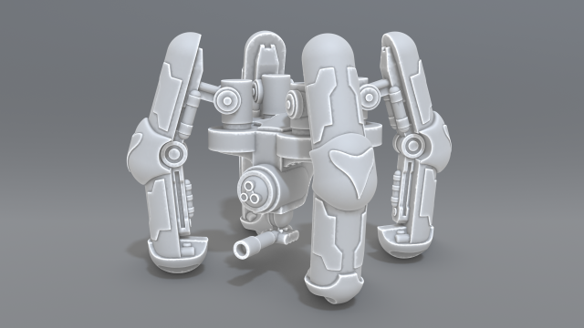 robot turret 3D Print Model .c4d .max .obj .3ds .fbx .stl .blend 