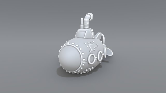 submarine 3D-printmodel .c4d .max .obj .3ds .fbx .stl .blend 