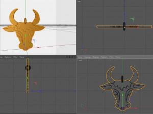bull face pendant 3d printed model 3Dプリントモデル