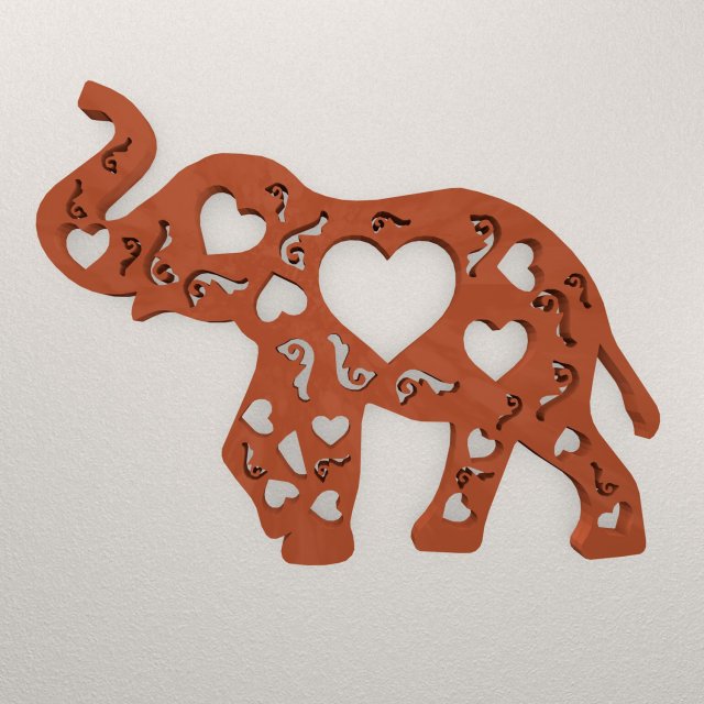 Elephant Wall Decoration WARAJ58 3D 프린트 모델 .c4d .max .obj .3ds .fbx .stl .blend 