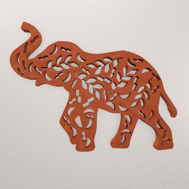 Elephant Wall Decoration WARAJ59 3D Print Model .c4d .max .obj .3ds .fbx .stl .blend 