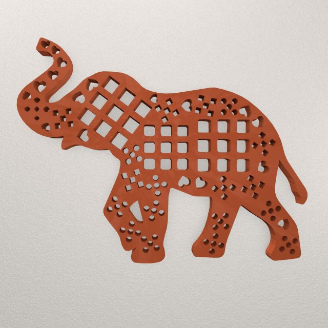 Elephant Wall Decoration WARAJ60 3D Print Model .c4d .max .obj .3ds .fbx .stl .blend