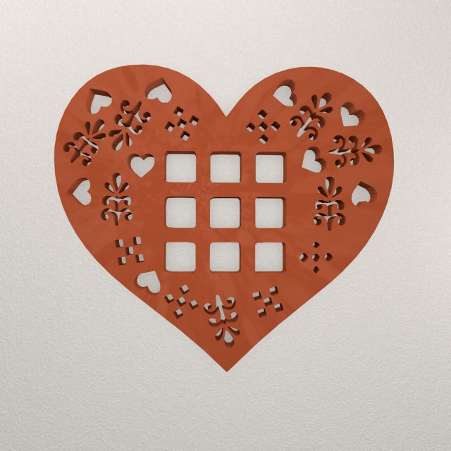 Heart Wall Decoration WARAJ64 3D Print Model .c4d .max .obj .3ds .fbx .stl .blend 