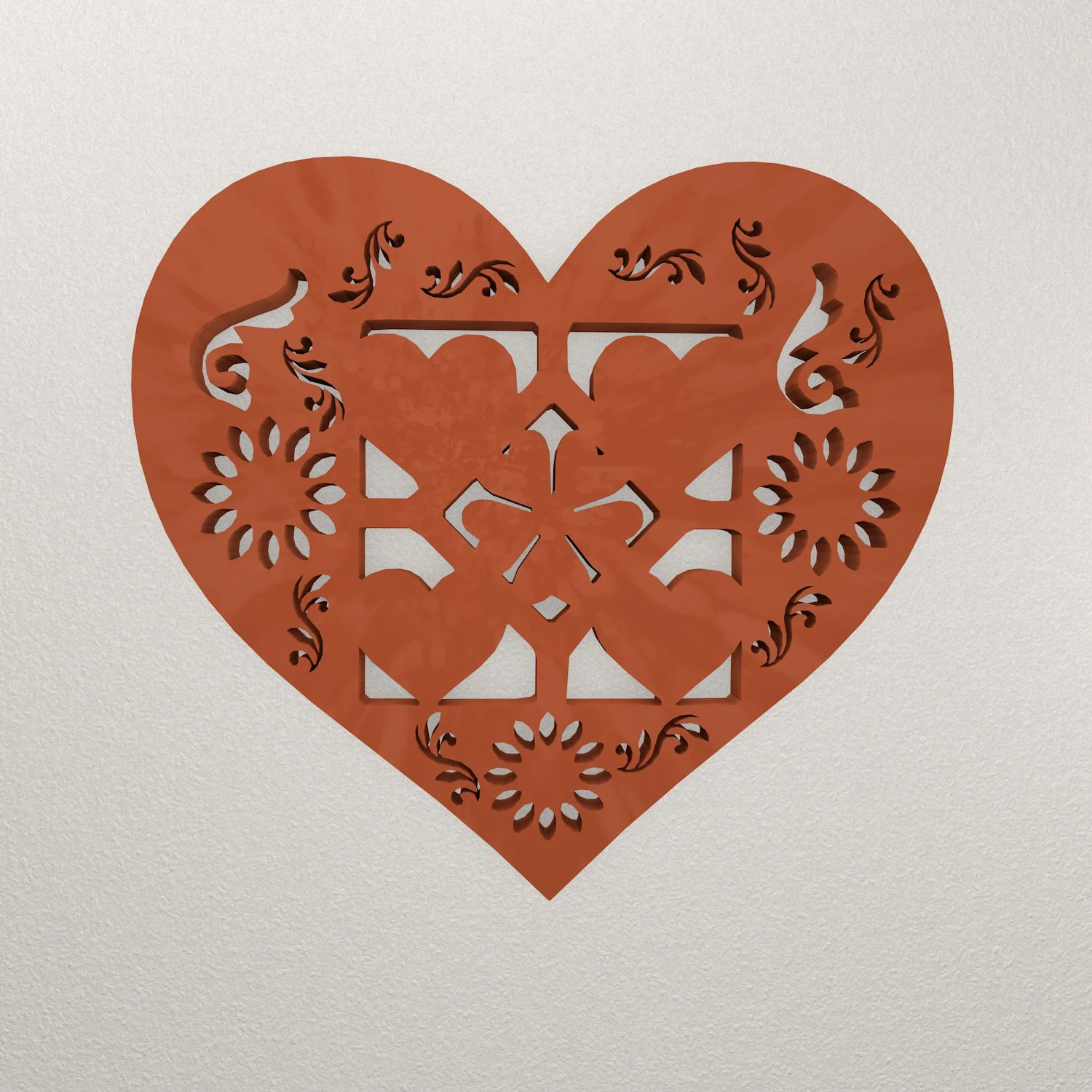 Heart Wall Decoration WARAJ70 3D Print Model .c4d .max .obj .3ds .fbx .stl .blend