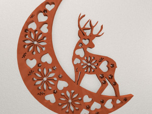 Moon Deer Wall Decoration WARAJ75 3D-Druckmodell