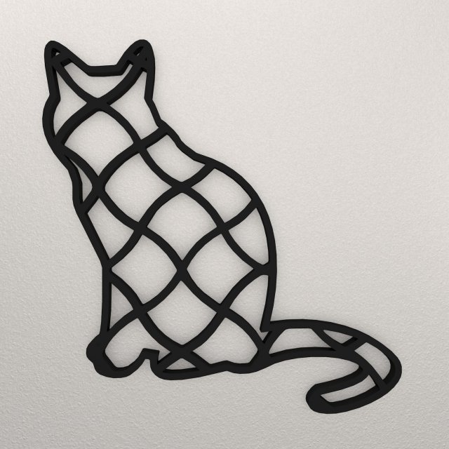 Cat Wall Decoration WARAJ6 Modello di stampa 3D .c4d .max .obj .3ds .fbx .stl .blend 
