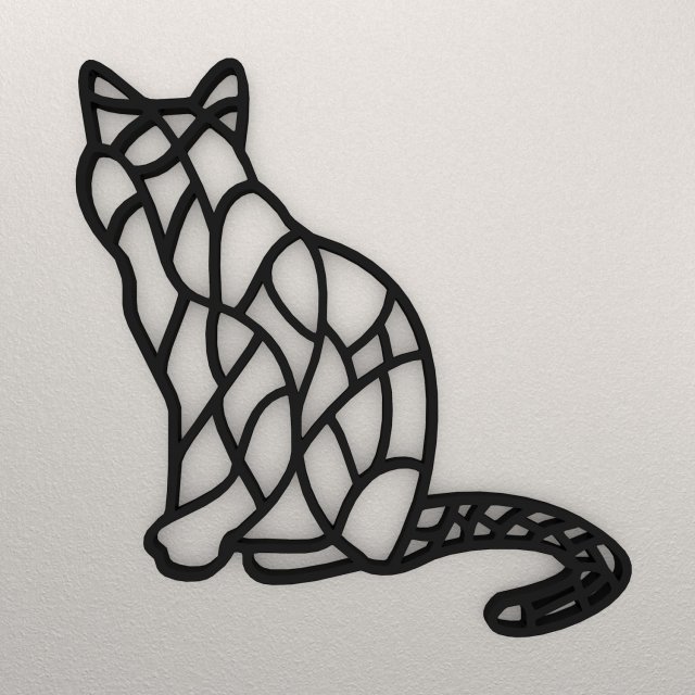 Cat Wall Decoration WARAJ7 Modèles 3D en vedette .c4d .max .obj .3ds .fbx .stl .blend 