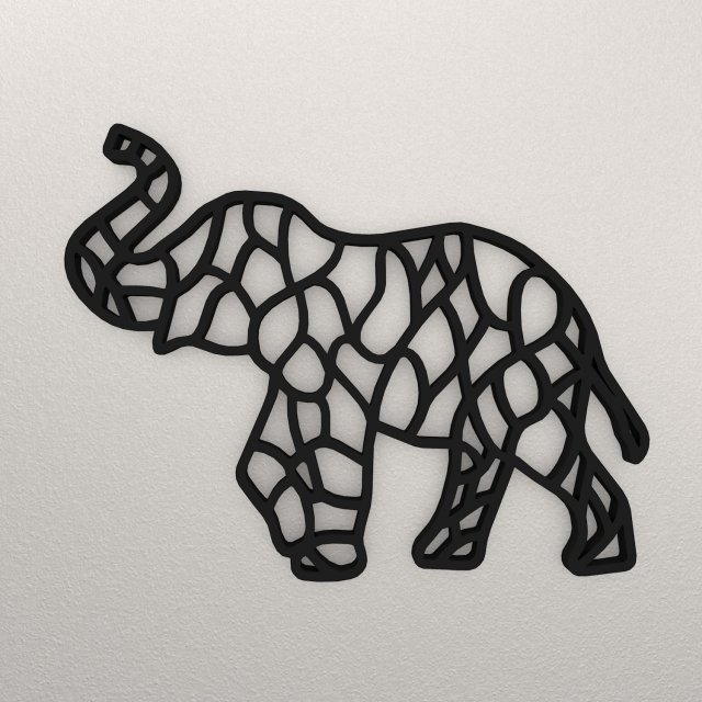 Elephant Wall Decoration WARAJ11 3D 프린트 모델 .c4d .max .obj .3ds .fbx .stl .blend 