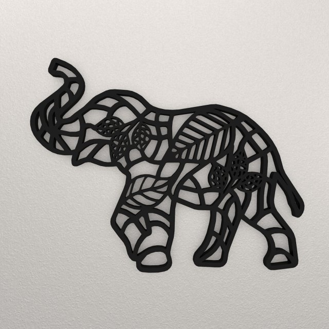Elephant Wall Decoration WARAJ14 3D Принт Модель .c4d .max .obj .3ds .fbx .stl .blend 