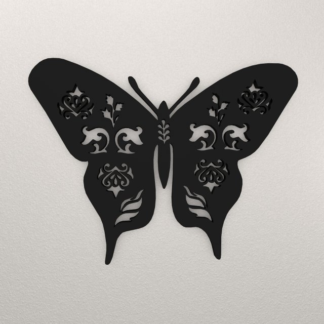 Butterfly Wall Decoration WARAJ16 3D Print Model .c4d .max .obj .3ds .fbx .stl .blend 