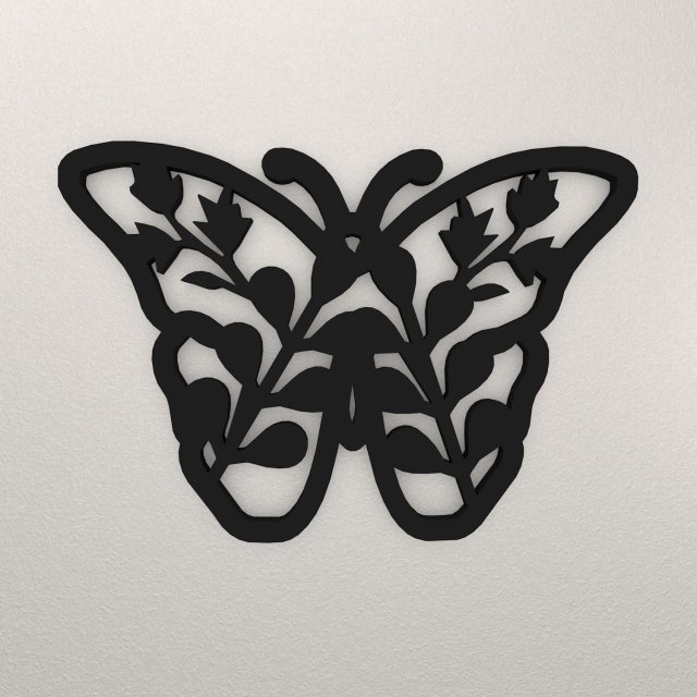Butterfly Wall Decoration WARAJ23 Modèles 3D en vedette .c4d .max .obj .3ds .fbx .stl .blend 