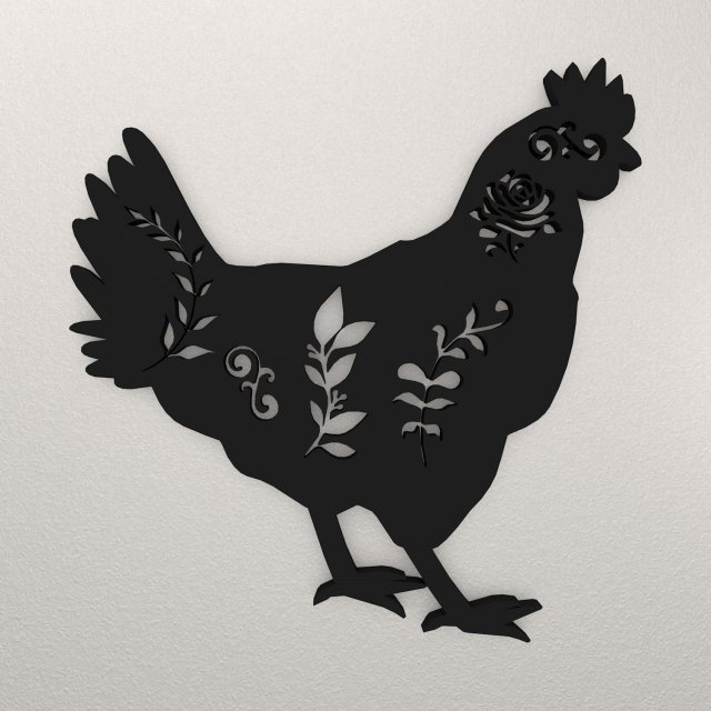 Chicken Wall Decoration WARAJ33 3D 프린트 모델 .c4d .max .obj .3ds .fbx .stl .blend 