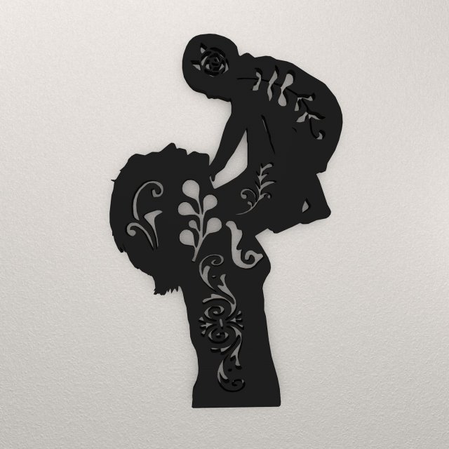 Mother Baby Wall Decoration WARAJ35 3D 프린트 모델 .c4d .max .obj .3ds .fbx .stl .blend 