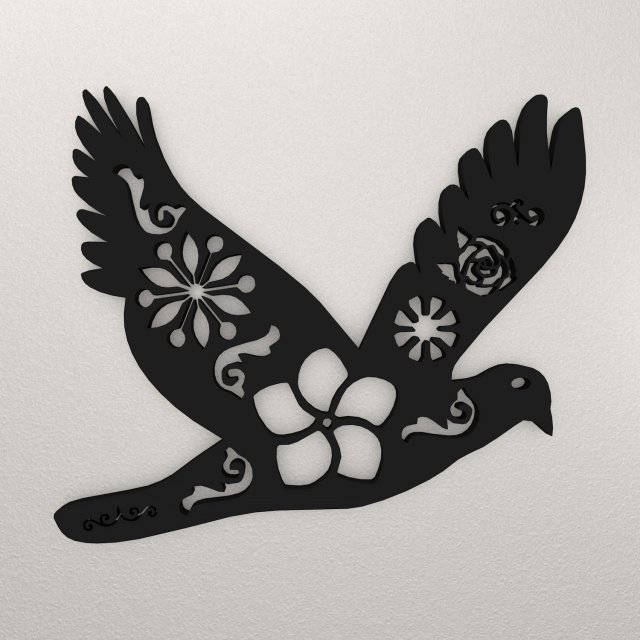 Bird Wall Decoration WARAJ42 3D प्रिंट मॉडल .c4d .max .obj .3ds .fbx .stl .blend 