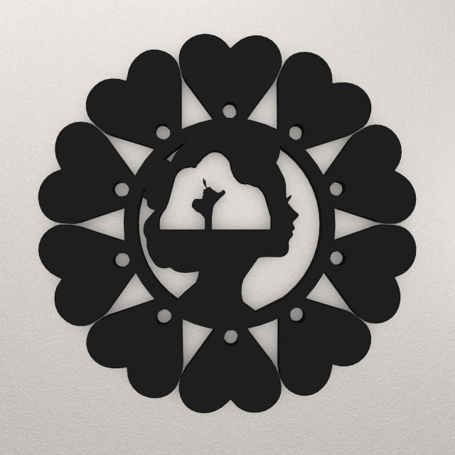Women Love Wall Decoration WARAJ43 3D Print Model .c4d .max .obj .3ds .fbx .stl .blend 