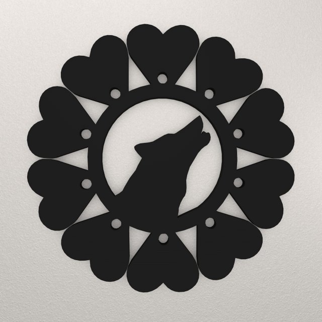 Dog Love Wall Decoration WARAJ44 3D प्रिंट मॉडल .c4d .max .obj .3ds .fbx .stl .blend 