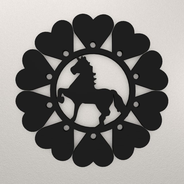 Horse Love Wall Decoration WARAJ45 3D-printmodel .c4d .max .obj .3ds .fbx .stl .blend 