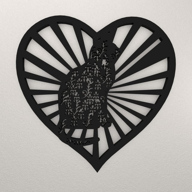 Cat Love Wall Decoration WARAJ48 3Dプリントモデル .c4d .max .obj .3ds .fbx .stl .blend 