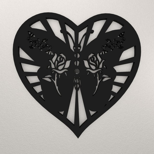 Butterfly Love Wall Decoration WARAJ50 3D Print Model .c4d .max .obj .3ds .fbx .stl .blend 