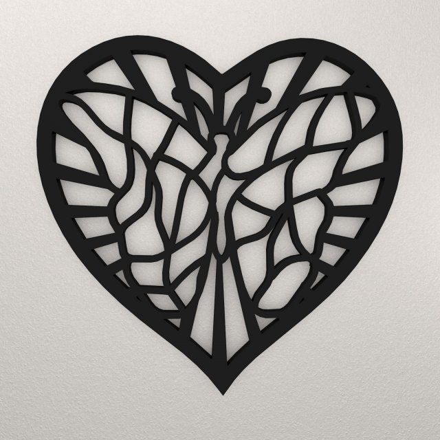 Butterfly Love Wall Decoration WARAJ52 3D Print Model .c4d .max .obj .3ds .fbx .stl .blend