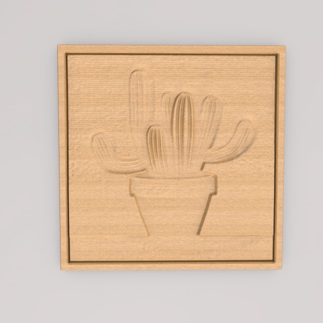 Cactus Abstract Painting Wall Art APWA3D13 3D Baskı Modeli .c4d .max .obj .3ds .fbx .stl .blend 
