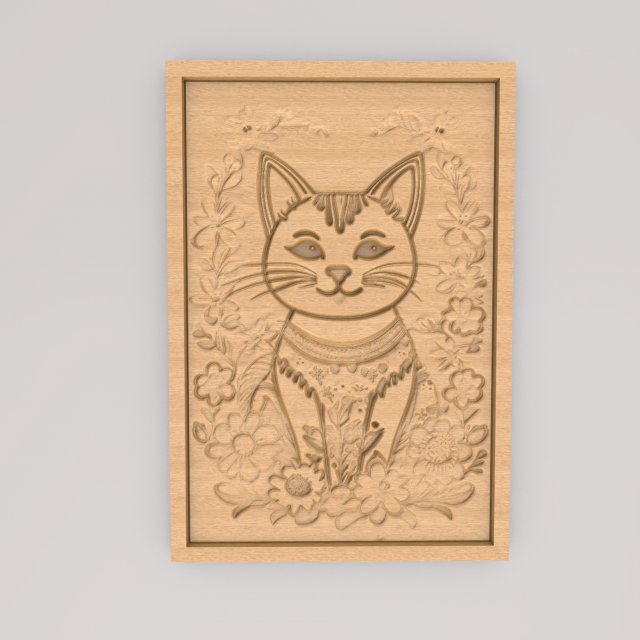 Cat Abstract Painting Wall Art APWA3D9 Modelo de Impressão 3D .c4d .max .obj .3ds .fbx .stl .blend 