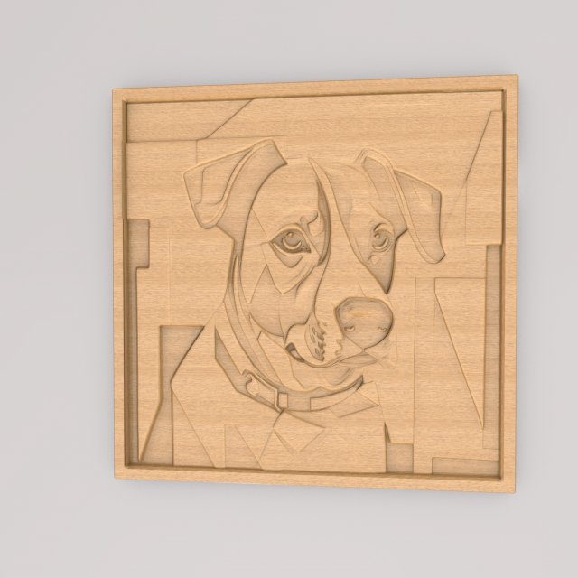 Dog Abstract Painting Wall Art APWA3D5 3D Baskı Modeli .c4d .max .obj .3ds .fbx .stl .blend 