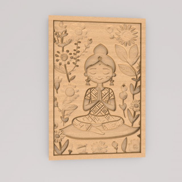 Meditation Girl Abstract Painting Wall Art APWA3D4 3D-Druckmodell .c4d .max .obj .3ds .fbx .stl .blend 