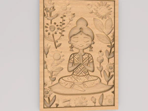 Arte della parete pittura astratta ragazza meditazione APWA3D4 Modello di stampa 3D