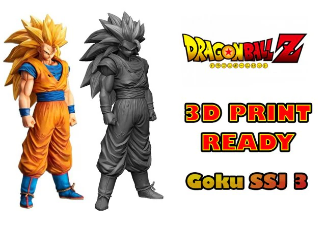 손오공 슈퍼 사이어인 3 3D 프린트 모델 3D 모델 .c4d .max .obj .3ds .fbx .stl .blend