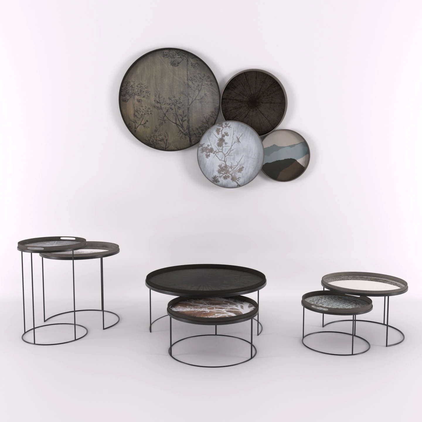 3d notre monde round tray table set 3D Model .c4d .max .obj .3ds .fbx .stl .blend 
