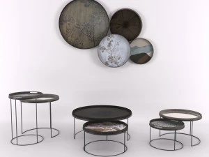 Set meja baki bundar notre monde 3d Model 3D